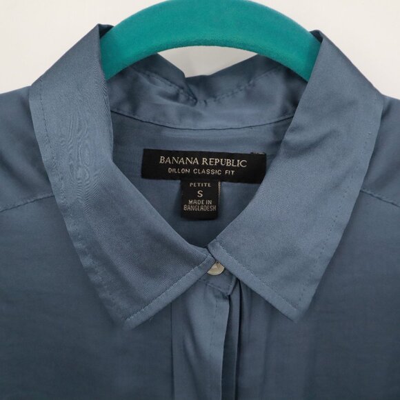 Banana Republic Satin Shirt Women SP Blue Prep Polished Classic Academia Career - Picture 2 of 16